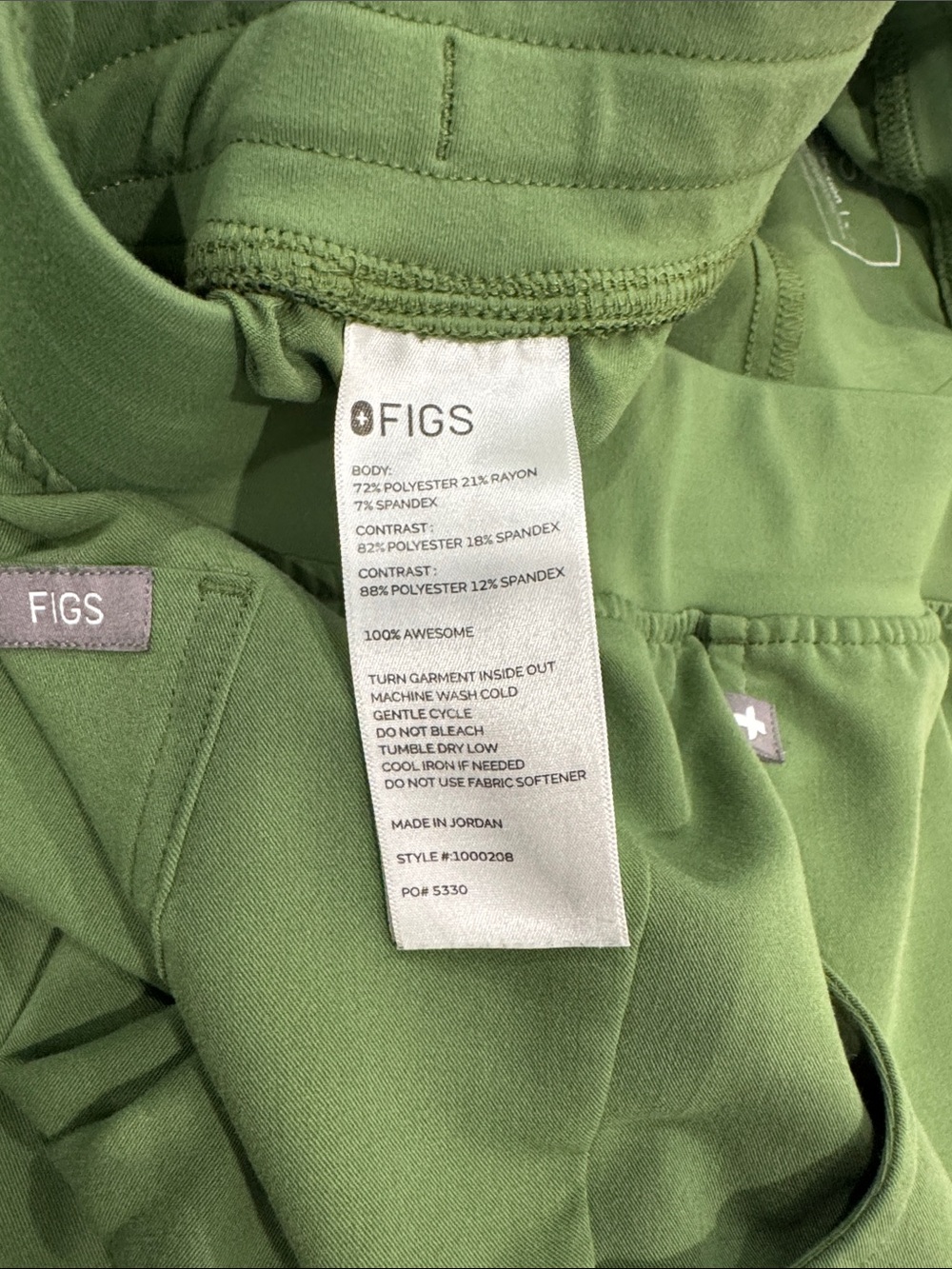 Figs Olive Green Scrub Set, Small/SP - Picture 4 of 5